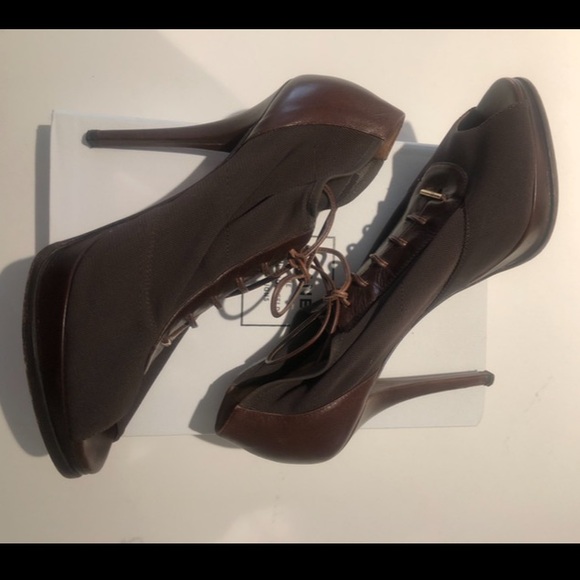 Dior leather and mesh peep toe ankle booties - Picture 11 of 11